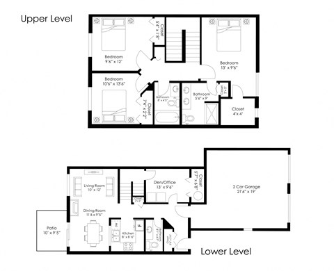 Floor plan for 3 beds, 2.5 baths, 1530 sqft